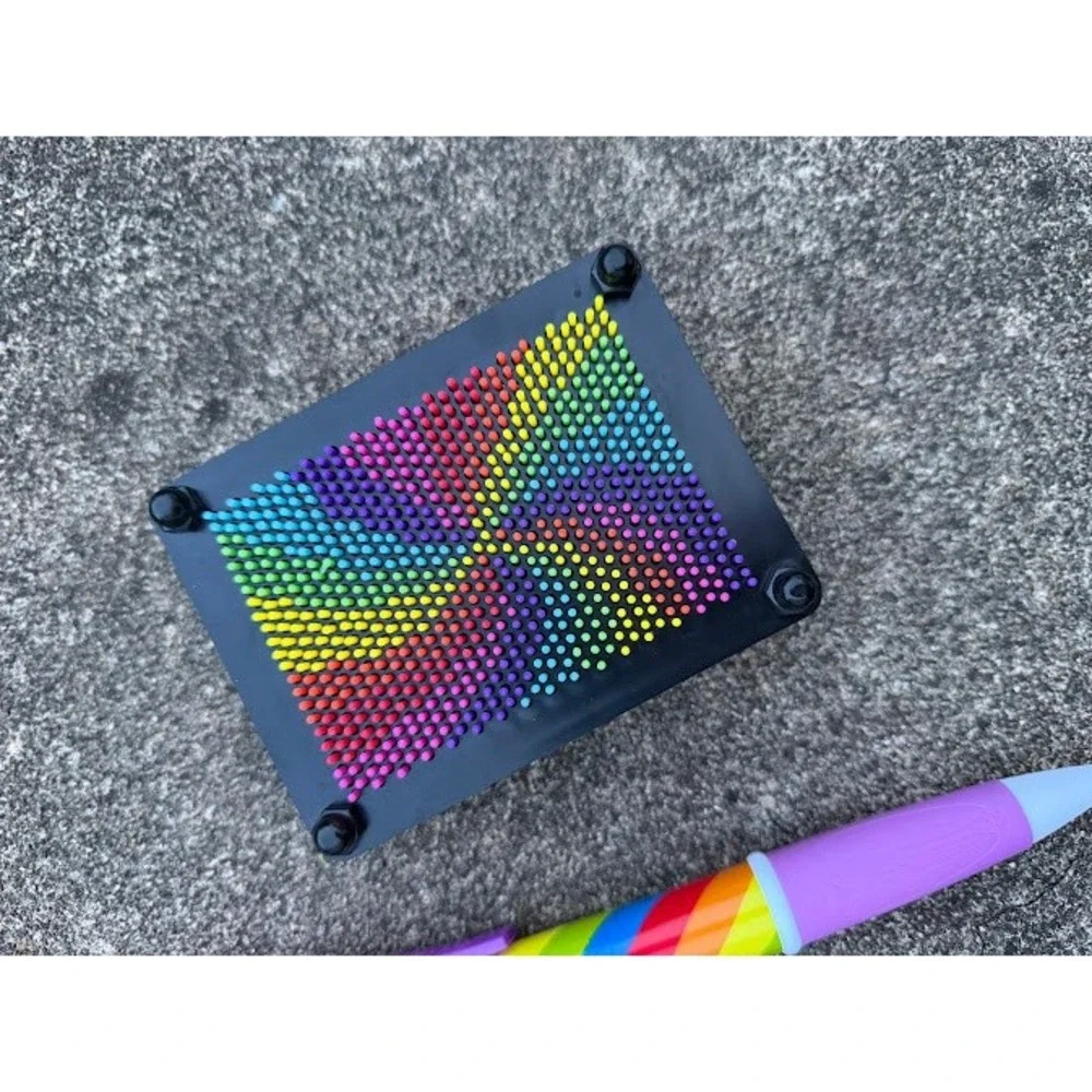Rainbow Pin Art Toy and Jumbo Rainbow Novelty Pen Set Colorful Sensory Desk‎ Toy